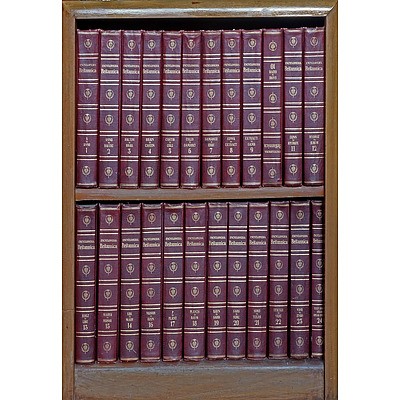Twenty Four Encyclopedia Britannica Books with Small Shelf