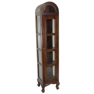Stained Hardwood Tiered Display Cabinet