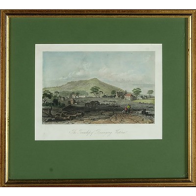 Five Early 20th Century Colour Engravings Including The Kazan Falls, The Township of Buninyong and Three Others