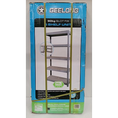 Geelong 90kg Slot Fix Five Shelf Unit - Brand New