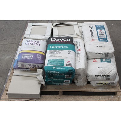 6.5 Square Meters of Grade A 300mm Floor Tiles and Tile Cement - Brand New