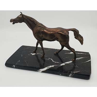 Brass and Marble Horse Statue