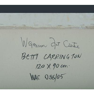 CARRINGTON, Betty (born c1944) Untitled, 2005. Signed verso. Inscribed Warmun Art Centre, cat WAC088/05 Ochre on Canvas