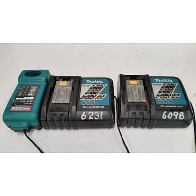 Makita Power Tool Battery Chargers - Lot of Three