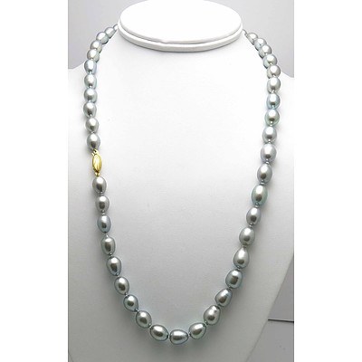 Silver-black Pearl Necklace - 9ct Clasp