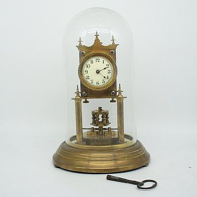 German Glass Domed Mantle Clock