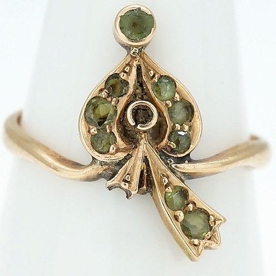 14ct Red Gold Dress Ring With Green Gems