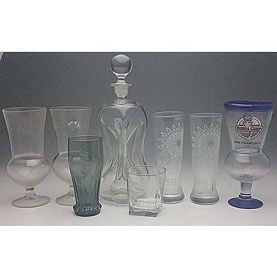 Collection of Stem Glassware, Assorted Branded Glassware, and Decanter