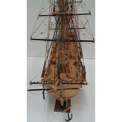 Hand Built Model Of Captain Cook's Endeavour in Custom Built Display Case
