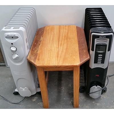 Column Oil Heaters - Lot of Two and Occasional Table