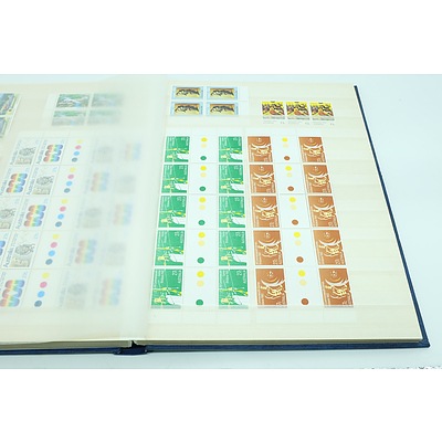 Stamp Album with Corner Blocks of Four, Gutter Strips, Mini Sheets, Booklets etc of Unused Stamps.
