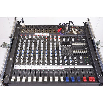 Hard Case Rack Mount with Dynacord PowerMate 1000, Shure Diversity Receiver, DBX 166XL Compressor and More