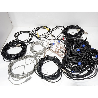 Group of Instrument Cables, XLR Cables, Speakon Cables and More