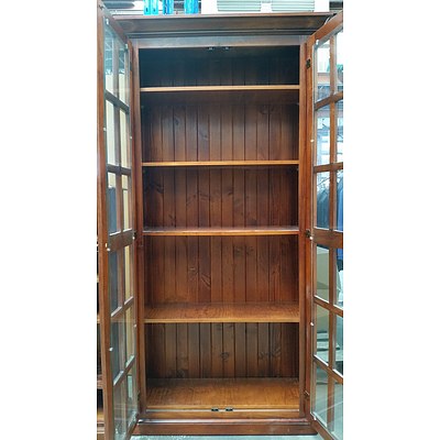 Dark Oak Veneer Display Cabinet/Bookshelf