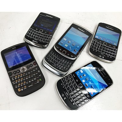 Blackberry & HTC Mobile Phones - Lot of 5