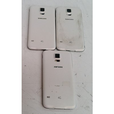 Samsung Galaxy S5 (SM-G900I) 4G White Touchscreen Mobile Phone - Lot of Three