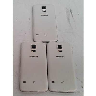 Samsung Galaxy S5 (SM-G900I) 4G White Touchscreen Mobile Phone - Lot of Three