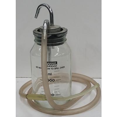 Vintage Medical Suction Pump and Medishield 1300ml Suction Pump Jar