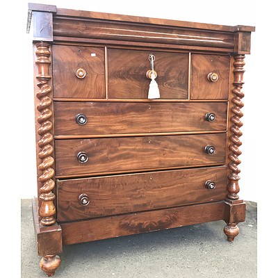 Substantial Victorian Flame Mahogany Chest of Drawers Circa 1880
