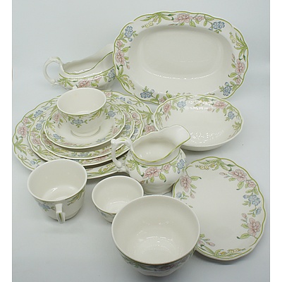 Royal Doulton Sudbury Eight Person Dinner Set Including Vegetable Dish, Gravy Boat, and Creamer