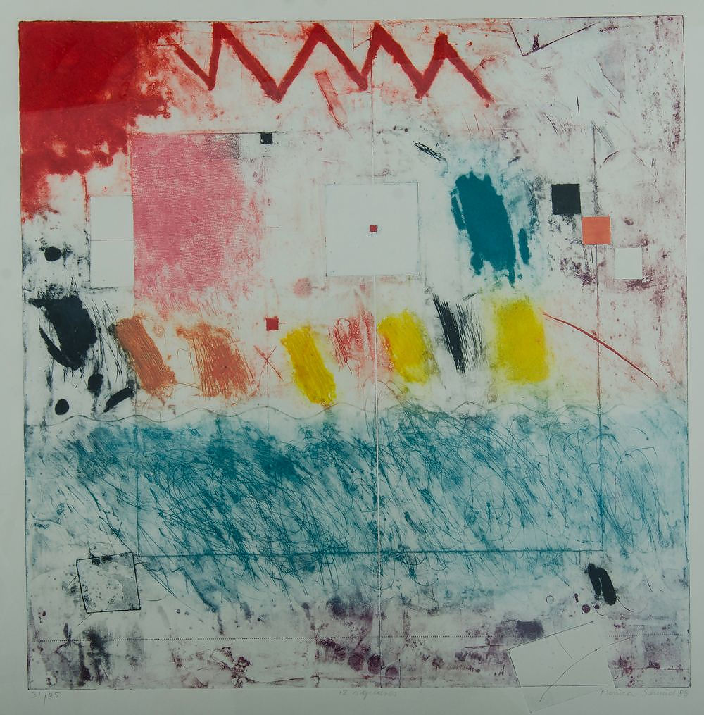 'SCHMID, Monica (b.1939) 12 Squares, 1988. Coloured Etching 31/45'