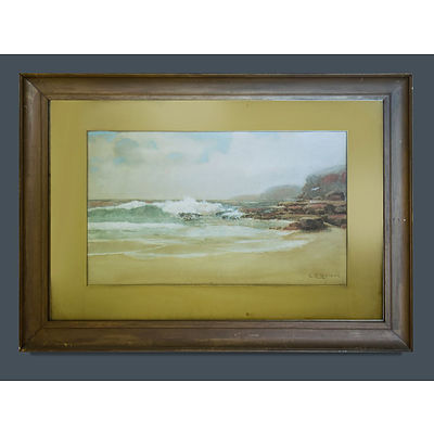 ROLLASON, E B, Australian Coastal Scene with Gulls Watercolour & Gouache
