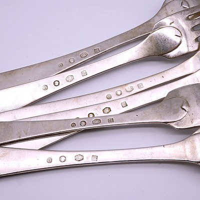 Six Dutch Silver Forks, Including One Amsterdam, Hendrik Helweg Circa 1841 and 5 Possibly Hermanus Ubbes Groenier Circa 1851, 330g