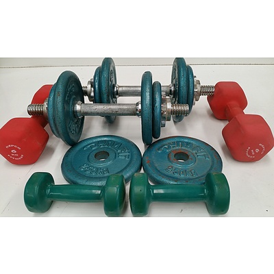 20kg of Free Weights with Six Dumbells and Yoga Mat With Fit Ball