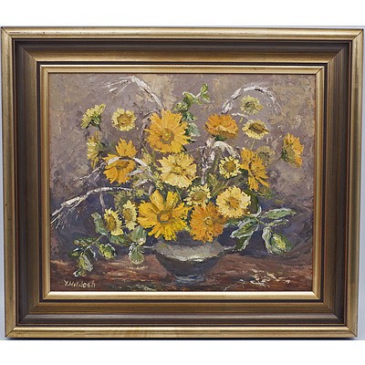 Yvonne Wildash (1915-1974) Gold Flowers Oil on Board