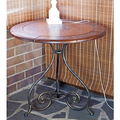 Wrought Iron and Painted Wood Conservatory Table