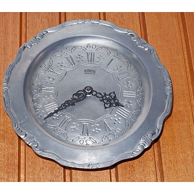 Group of Pewter Ware Including Wall Clock