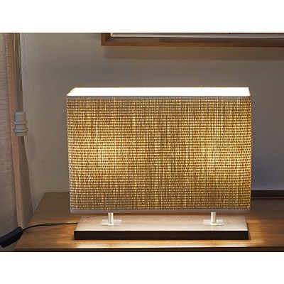 Contemporary Table Lamp with Raffia Shade