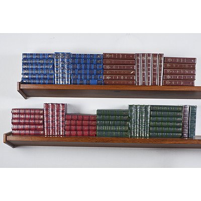 Two Shelves of Leather Bound Readers Digest Books