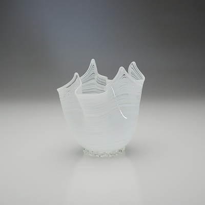 White Handkerchief Art Glass Bowl