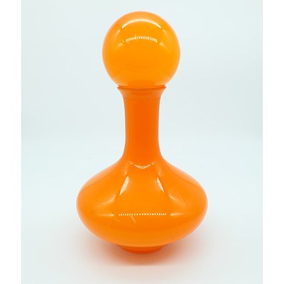 Crown Devon Orange Art Glass Decanter
