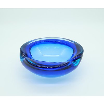 Two Tone Blue Art Glass Bowl