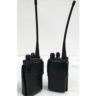 Motorola GP328 Plus Portable Radios with Belt Clips - Lot of 2