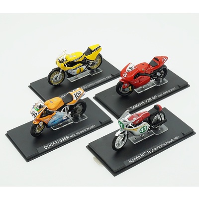 Four Model Motorcycles, Yamaha YZR500, Honda RC 162, Yamaha YZR-M1 and Ducati 996R