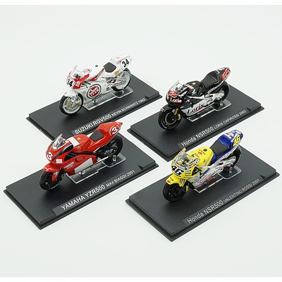 Four Model Motorcycles, Suzuki RGV500, Honda NSR500, Honda NSR500 and Yamaha YZR500