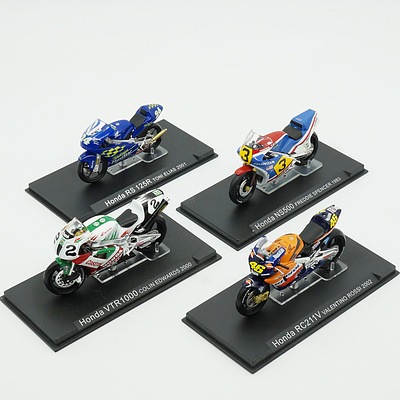 Four Model Motorcycles, Honda RS 125R, Honda RC211V, Honda VTR1000 and Honda NS500