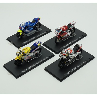 Four Model Motorcycles, Yamaha YZR500, Aprilia RS3, Honda NSR500 and Ducati 996R