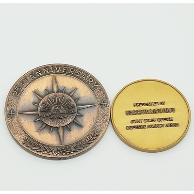 Royal Australian Ordinance Corps 25 Years 1949-1974 Medallion and a Joint Staff Office Defence Agency Japan Medallion