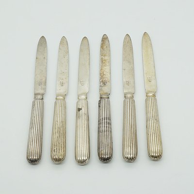 Six Silver Plated Fruit Knives Monogrammed CFC