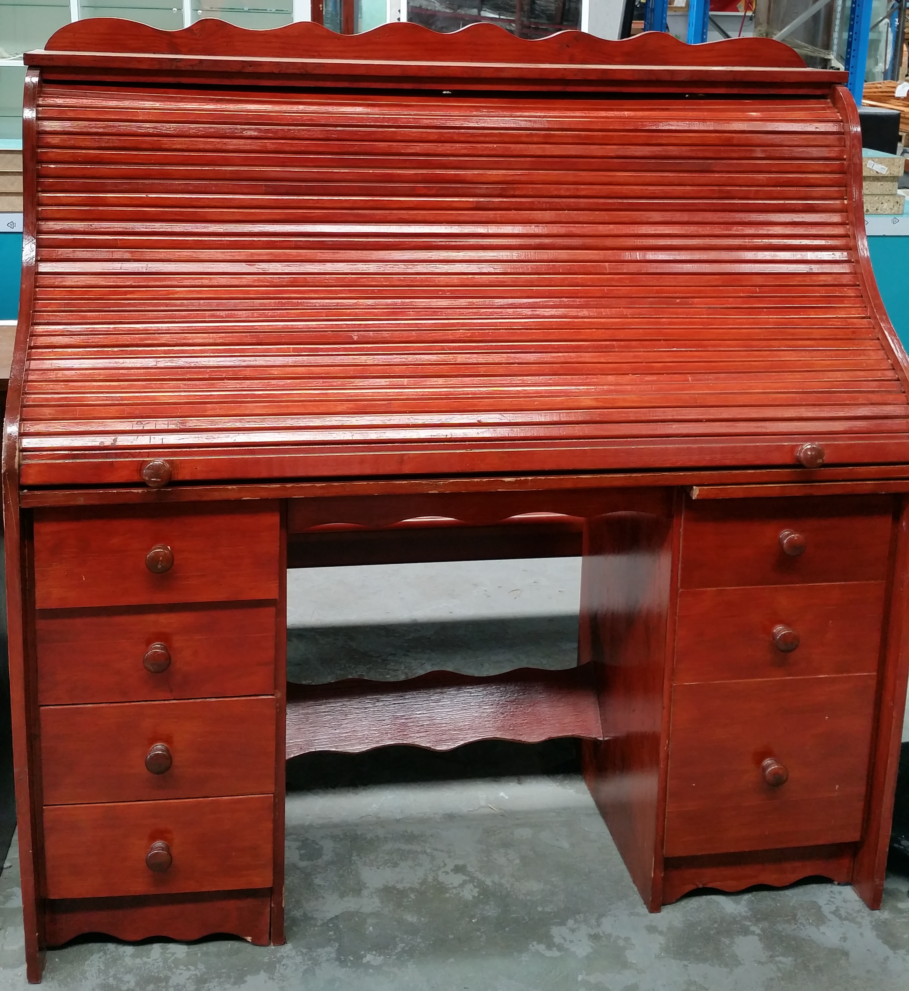Lacquered Pine Roll Top Desk Lot 1027693 Allbids