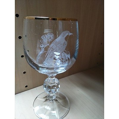 Set of 6 "Wildlife" Crystal Wine Glasses - Macquarie Heritage Classic Game Bird Collection