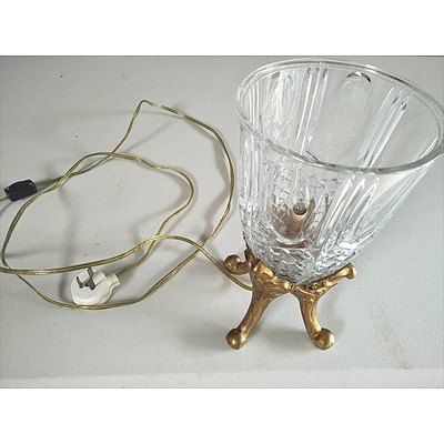 Lamp with Cut Glass Surround on Gilded Base