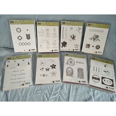 Qty of 8 "Stampin Up!" rubber craft stamp sets