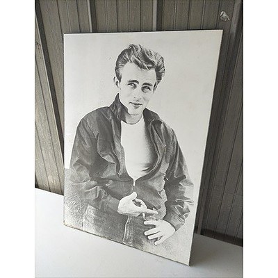 James Dean poster on timber
