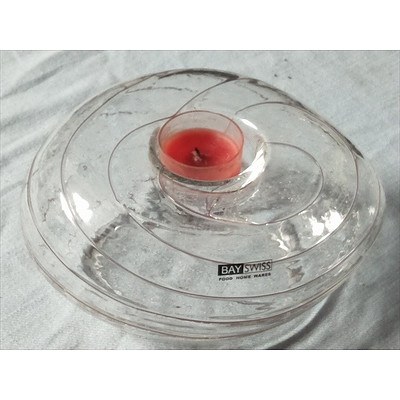 Bay Swiss Glass Swirl tealight candle holder