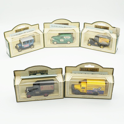 Five Boxed Models of Yesteryear, Including Weetbix 1950 Bedford, Madame Tussaud's 1928 Chevrolet